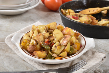 Roasted potatoes and bell peppers