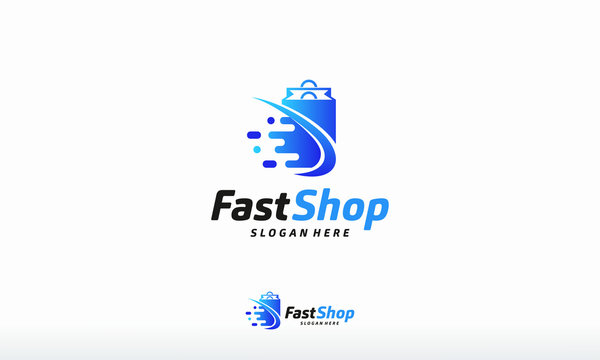 Fast Shopping Bag logo designs concept vector, Online Shop logo template