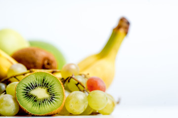 Creative layout made of fruits on a white background