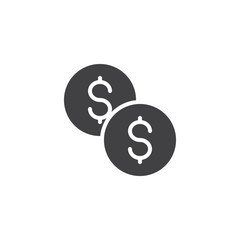 Fototapeta premium Dollar coins vector icon. filled flat sign for mobile concept and web design. Two coins of dollar money currency simple solid icon. Symbol, logo illustration. Pixel perfect vector graphics