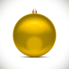 Yellow Christmas decorative ball isolated on white background. Vector illustration.