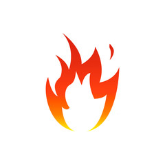 Flame fire icon with white center. Vector illustration.