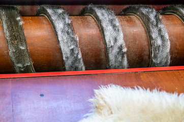 Traditional skin processing at tannery in Scotland