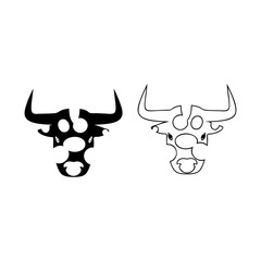 black and white bull's head simple style logotype