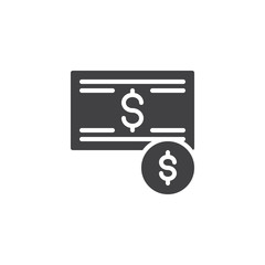Dollar money vector icon. filled flat sign for mobile concept and web design. Cash dollar bill and coin simple solid icon. Symbol, logo illustration. Pixel perfect vector graphics