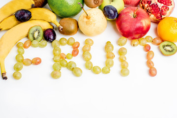 Creative layout made of fruits on a white background