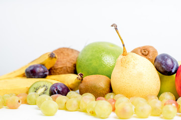 Creative layout made of fruits on a white background