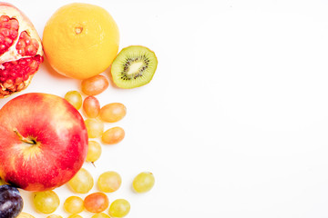 Creative layout made of fruits on a white background