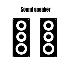 Flat design technology concept : Twins Black and white music stereo sound speaker icon. 
