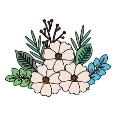 beautiful flowers and leafs decoration