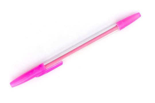 Pink Pen Isolated On White Background.