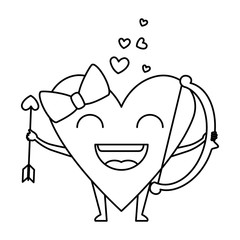 heart love female with arch and arrow kawaii character