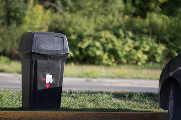 garbage can in the park