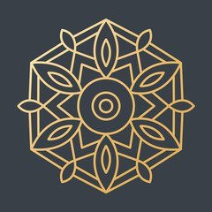 Beautiful Golden Decoration Ornament. Floral. Oriental. Lines - Vector