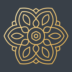 Beautiful Golden Decoration Ornament. Floral. Oriental. Lines - Vector