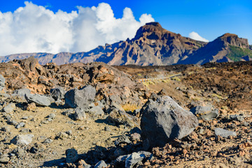 Majestic views of the volcanic landscape near volcano Teide. Tenerife. Canary Islands..Spain