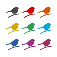 Bird icon or logo silhouette, color set