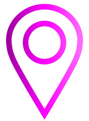 Pin point - purple gradient outlined, isolated - vector