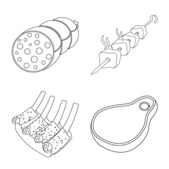 Vector illustration of meat and ham icon. Collection of meat and cooking vector icon for stock.