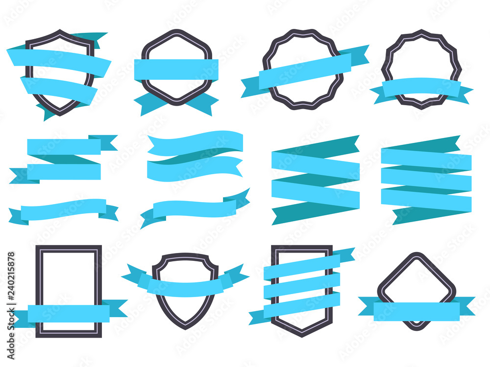Canvas Prints ribbon banner. frames and ribbons blue flat isolated vector set