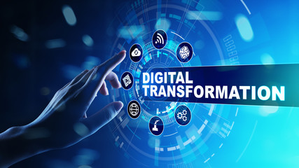 Digital transformation, disruption, innovation. Business and  modern technology concept. - obrazy, fototapety, plakaty