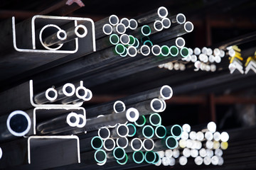 stack of industrial steel pipe background