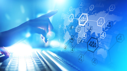 HR, Human resources management, recruitment, outsourcing. Business and modern technology concept.
