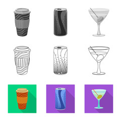 Vector design of drink and bar logo. Collection of drink and party stock vector illustration.