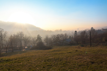 sunset in the outskirts of the city