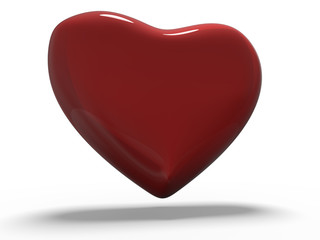 Red heart gemstone on isolated background. 3D