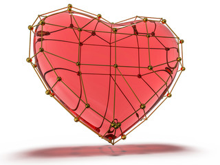 Fototapeta na wymiar Red heart gemstone on isolated background. 3D