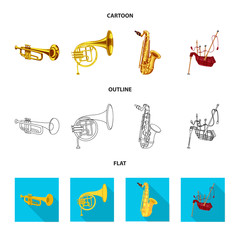 Vector illustration of music and tune symbol. Set of music and tool stock vector illustration.