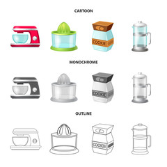 Vector design of kitchen and cook icon. Set of kitchen and appliance stock vector illustration.