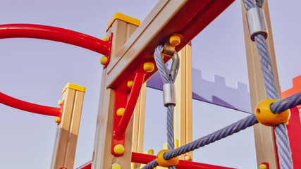 Fragment of equipment on the playground. Equipment for fun and sports for children