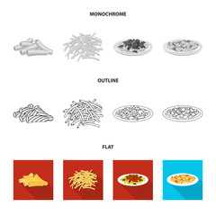 Vector design of pasta and carbohydrate logo. Set of pasta and macaroni stock vector illustration.