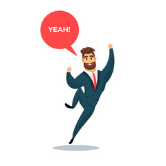 Businessman Character design. Fun bearded business men . Vector illustration