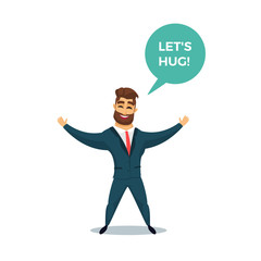 Businessman Character design. Fun bearded business men . Vector illustration