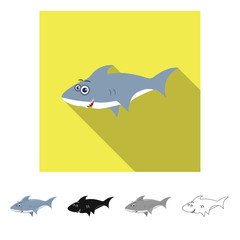 Isolated object of sea and animal icon. Set of sea and marine stock symbol for web.