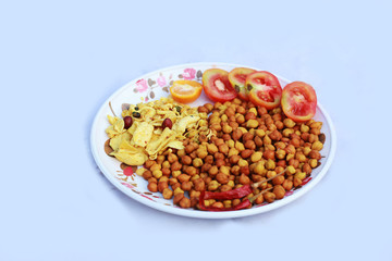 cicer arietinum  chick-pea with tomato salad and mixture