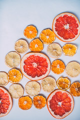 Homemade slices of dried oranges, lemon and grapefruit.