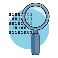 search magnifying glass with code binary
