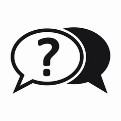 Question mark icon in flat style. Help icon. Discussion speech bubble vector illustration on white isolated background.