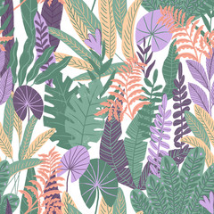 Seamless patern Exotic tropics, Paradise, tropic plants and trees