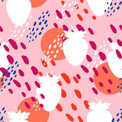 Materiał do szycia Strawberry seamless texture, colors 2019. Geometric, spotted, strawberry pattern. For wrapping paper, textiles, home decor, wallpaper, baby cloth.1