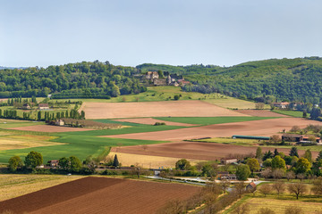 Fototapeta na wymiar View of the surroundings from Beynac castle, France