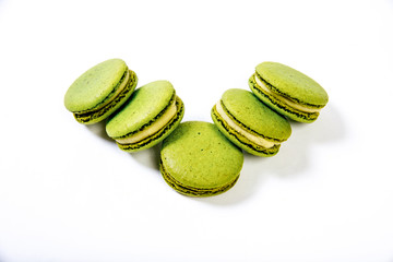 various colorful sweet macarons cookies for dessert