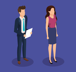 Fototapeta premium business couple avatars characters