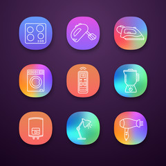 Household appliance app icons set