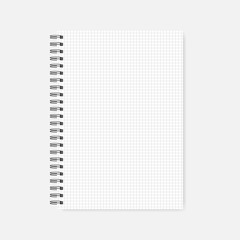 Wire spiral grid lined A4 notebook - squared paper notepad, mockup