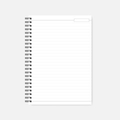 Wire spiral lined A4 notebook with empty date header, mockup
